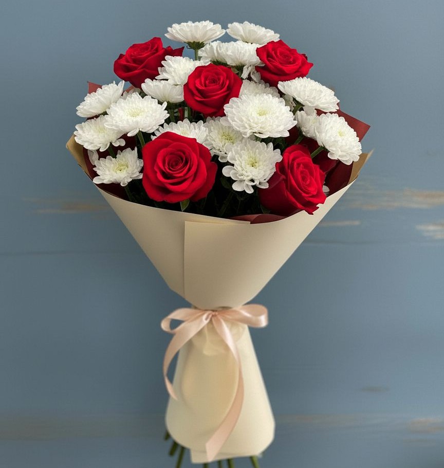 Букет цветов из: Розы и Хризантемы в Бураево