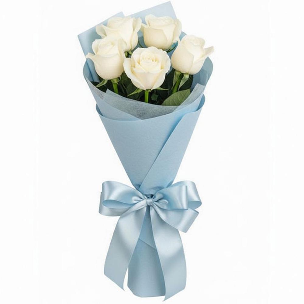 Букет 5 Белых роз Проуд в Бураево