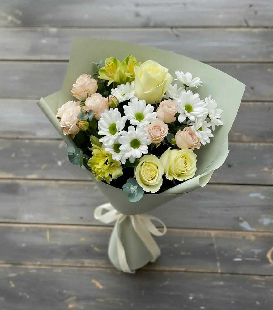 Букет цветов из: Альстромерии, Розы и Хризантемы в Бураево