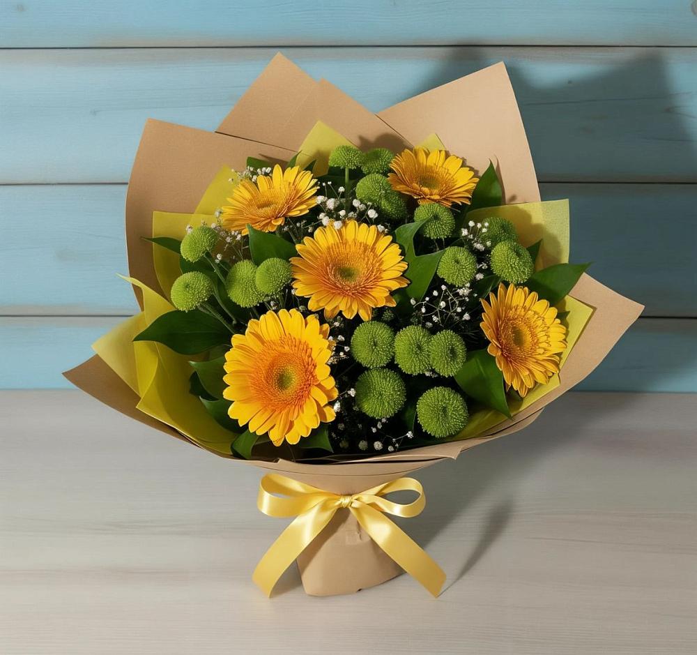 Букет цветов из: Герберы и Хризантемы в Бураево